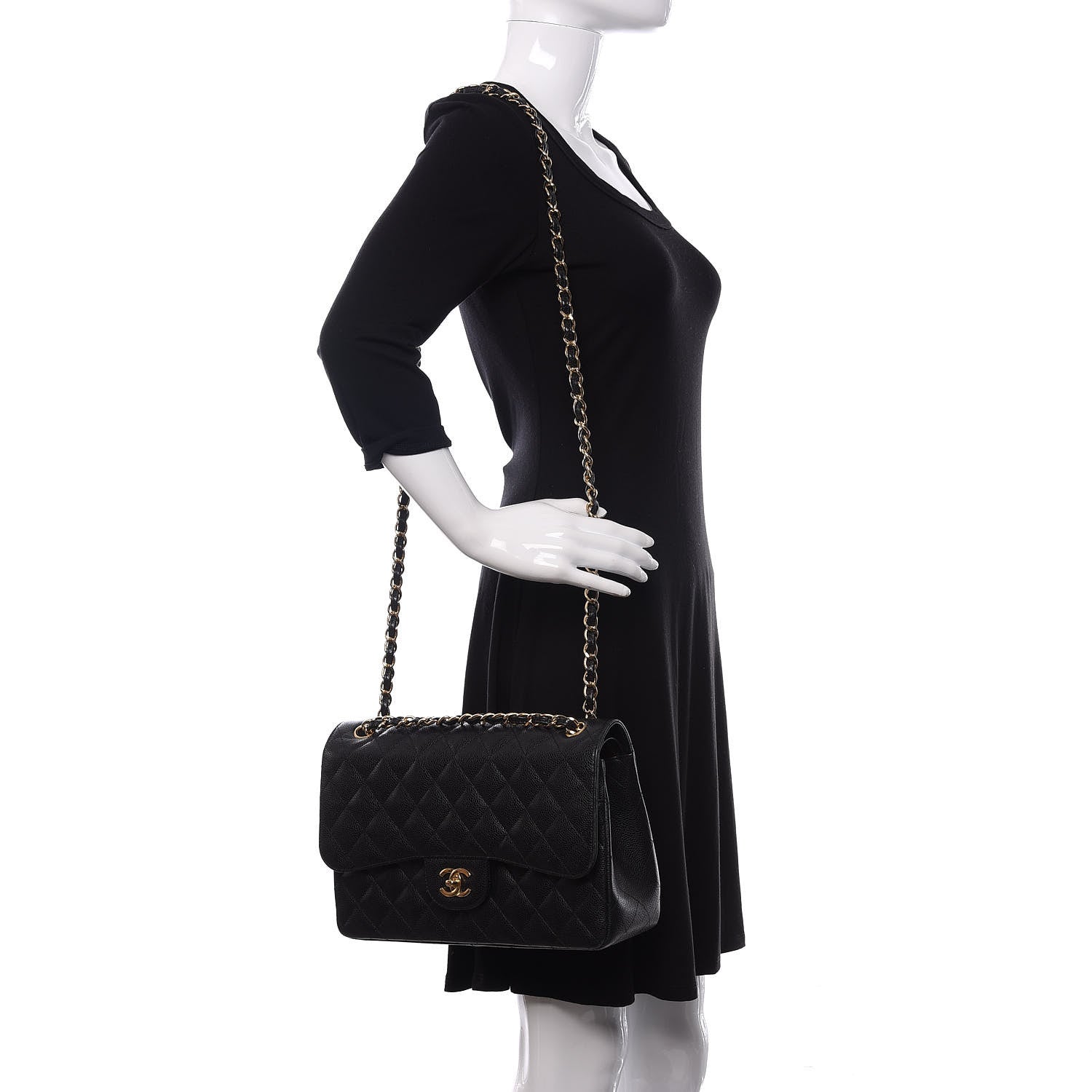 Chanel Caviar Quilted Jumbo Double Flap Black 2 of 13