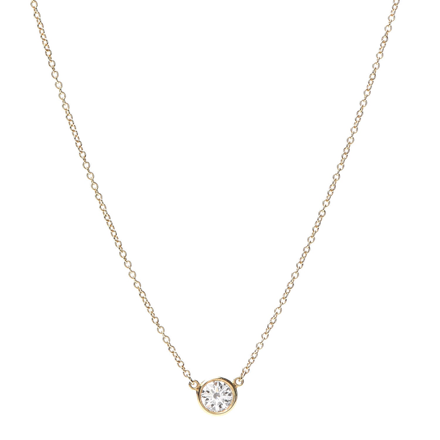 Tiffany 18K Yellow Gold Diamond .40ct Elsa Peretti Diamonds by the Yard Pendant Necklace 1 of 7