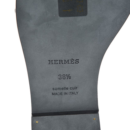 Hermes Box Calfskin Oran Sandals 38.5 Black 9 of 11