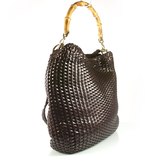 Gucci Woven Bamboo Top Handle Tote 3 of 9
