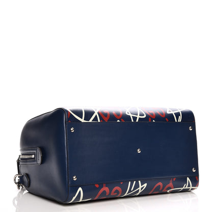 Gucci Calfskin GucciGhost Print Duffle Blue Agata Hibiscus Red 5 of 9