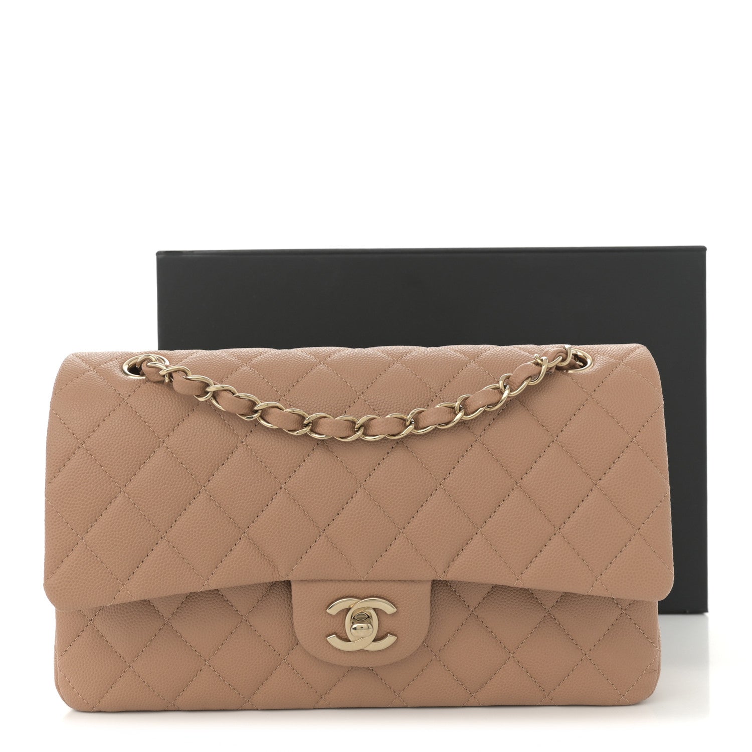 Chanel Caviar Quilted Medium Double Flap Dark Beige 12 of 12