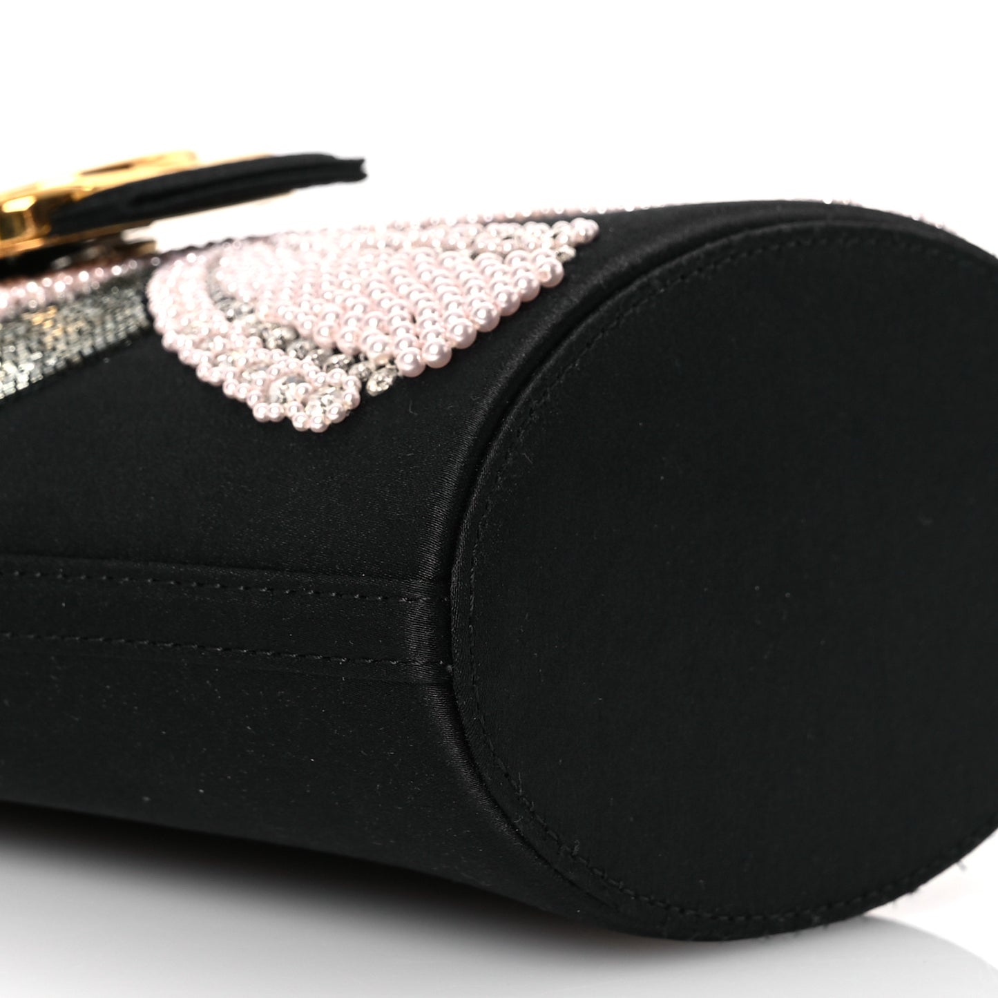 Satin Sequin Small Swan Bucket Bag  Black
