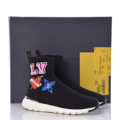 Louis Vuitton Stretch Fabric LV Black Heart Sock Sneaker 37 Black 9 of 9
