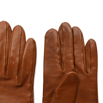 Hermes Lambskin Soya Kelly Lock Gloves 7 Gold 3 of 5