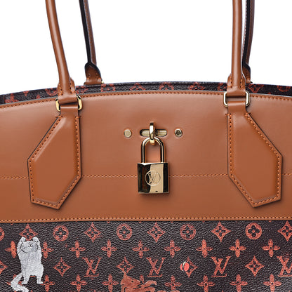 Louis Vuitton Calfskin Catogram City Steamer Cabas XXL Orange Marron 9 of 11