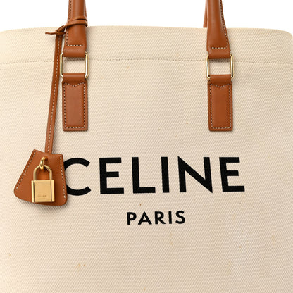 Celine Canvas Calfskin Logo Print Small Horizontal Cabas Natural Tan 7 of 12