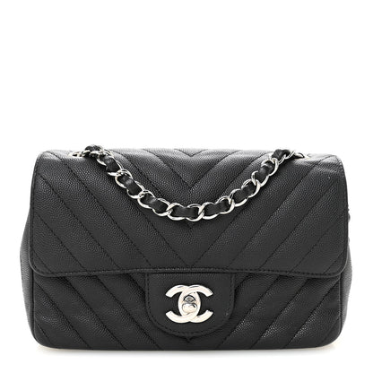 Chanel Caviar Chevron Quilted Mini Rectangular Flap Black 1 of 10