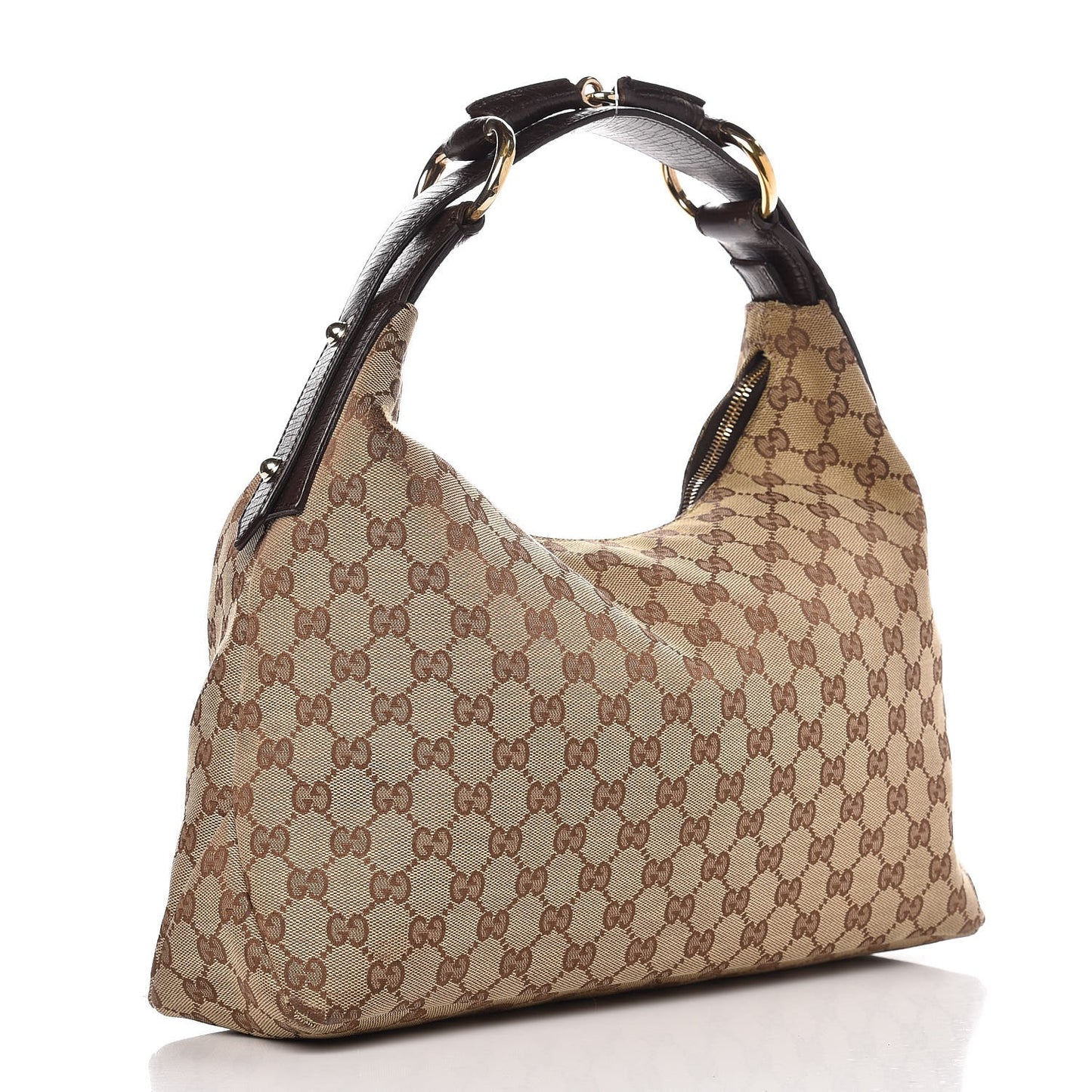 Monogram Medium Horsebit Chain Hobo Dark Brown
