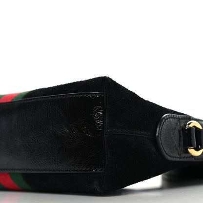 Gucci Suede Patent Web GG Small Ophidia Dome Shoulder Bag Black 10 of 11