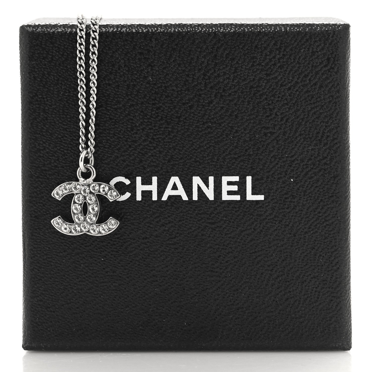 Chanel Crystal Timeless CC Necklace Silver 5 of 5