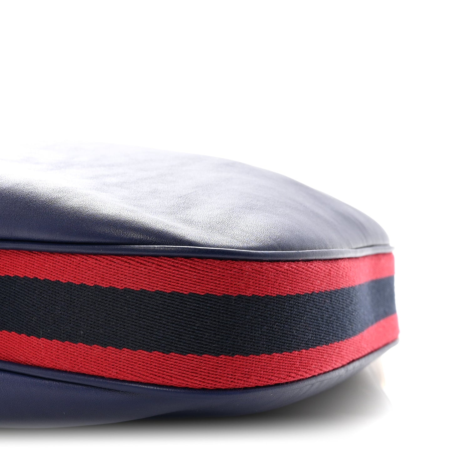 Aria Calfskin Web Large Attache Shoulder Bag Navy