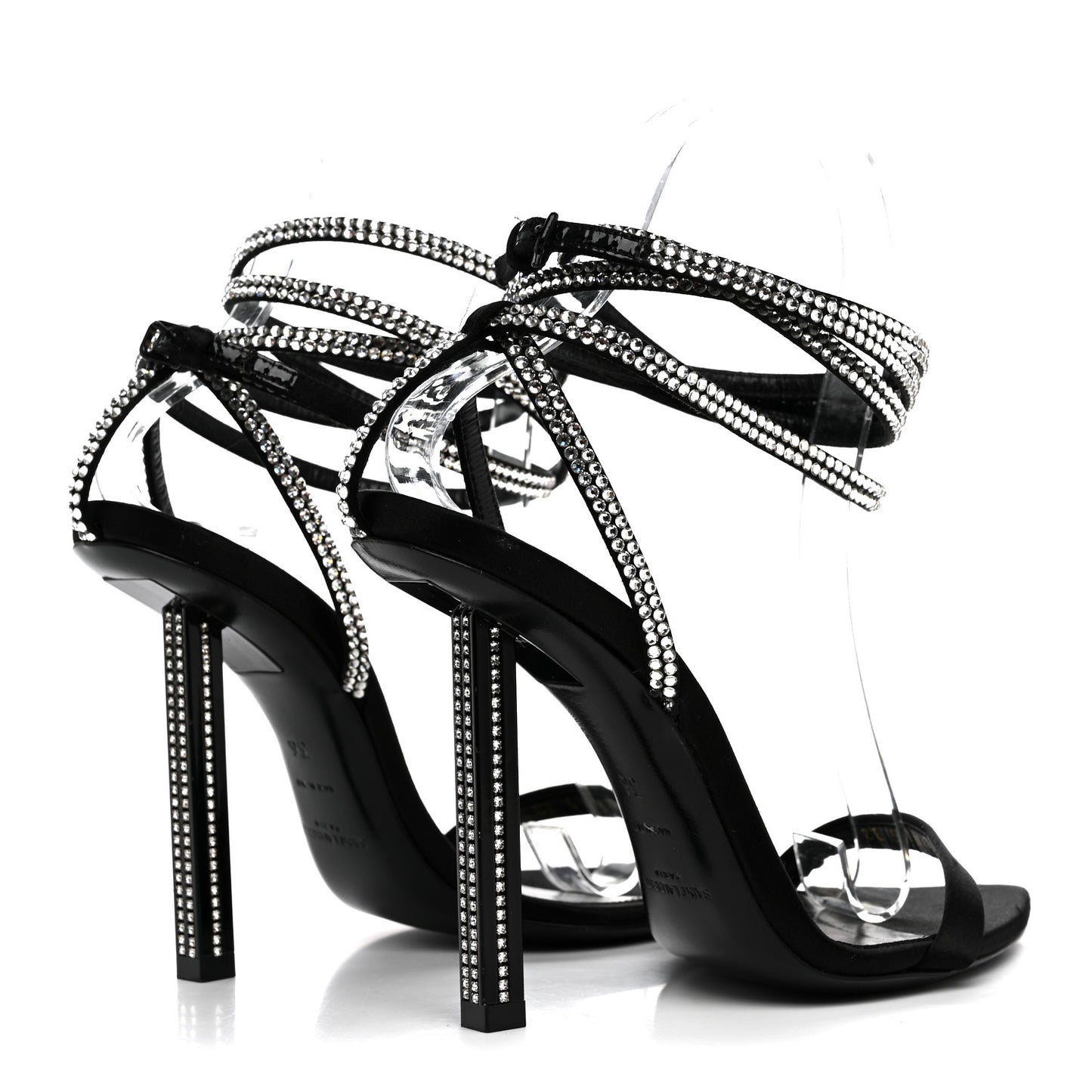 Satin Crystal Ava 105 Sandals 36 Black
