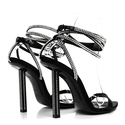 Saint Laurent Satin Crystal Ava 105 Sandals 36 Black 5 of 13