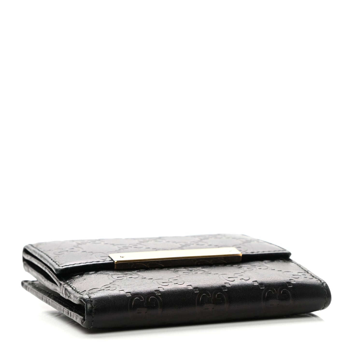 Guccissima Metal Bar French Flap Wallet Black