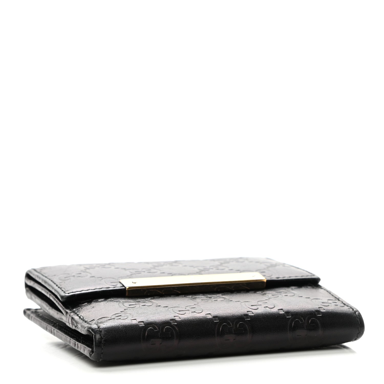Gucci Guccissima Metal Bar French Flap Wallet Black 4 of 12