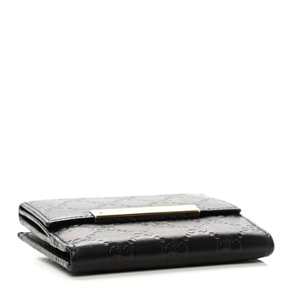 Gucci Guccissima Metal Bar French Flap Wallet Black 4 of 12