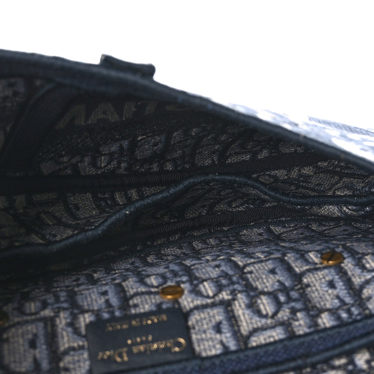 Oblique Embroidered Saddle Bag Blue