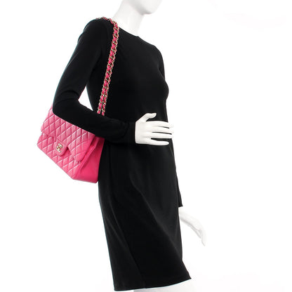 Chanel Lambskin Quilted Jumbo Double Flap Fuchsia 2 of 8