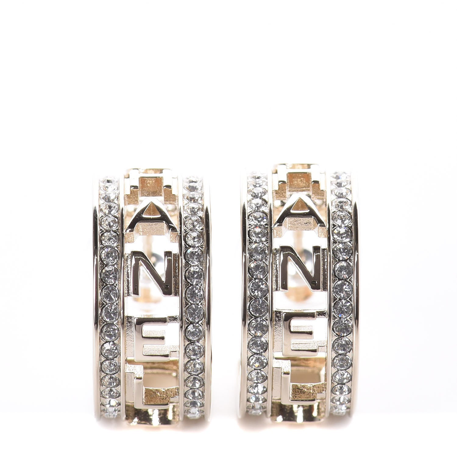 Chanel Metal Crystal Bow-tiful CC Hoop Earrings Gold 1 of 6