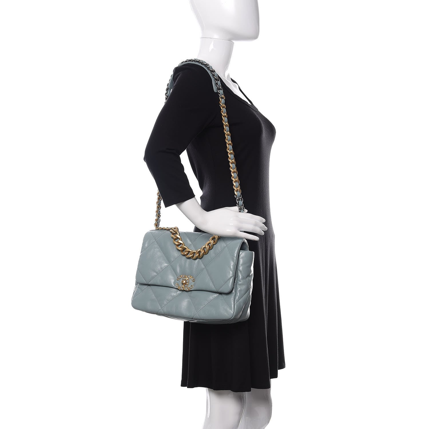 Chanel Goatskin Quilted Large 19 Flap Blue 2 of 11