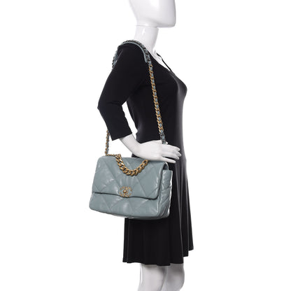 Chanel Goatskin Quilted Large 19 Flap Blue 2 of 11