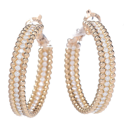 Van Cleef & Arpels 18K Yellow Gold Diamond Perlee Hoop Earrings 1 of 5