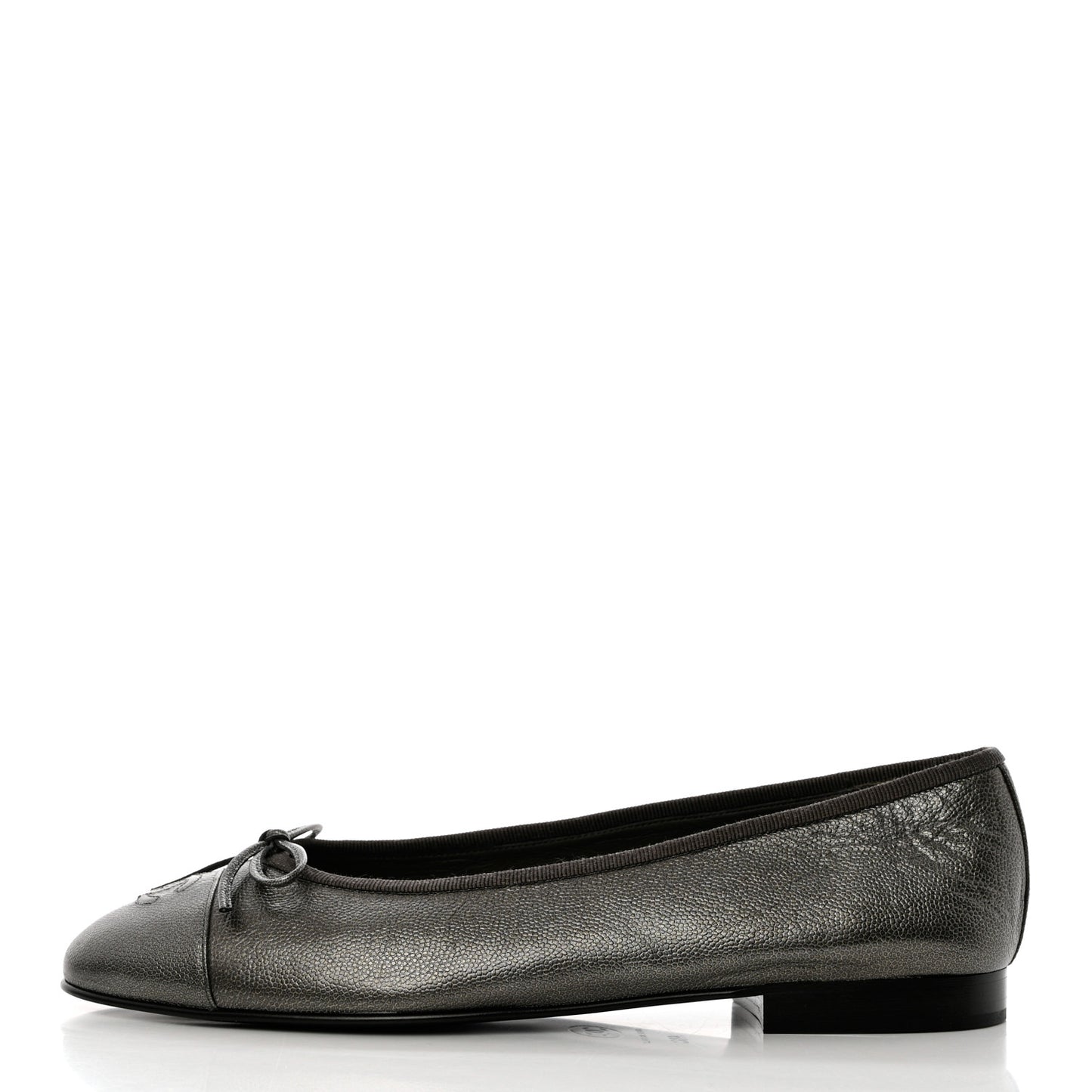 Metallic Caviar CC Cap Toe Ballerina Flats 40 Silver
