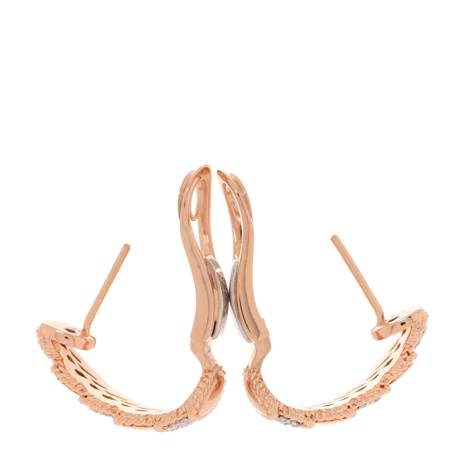 Roberto Coin 18K Rose Gold Diamond Byzantine Barocco Earrings 3 of 5