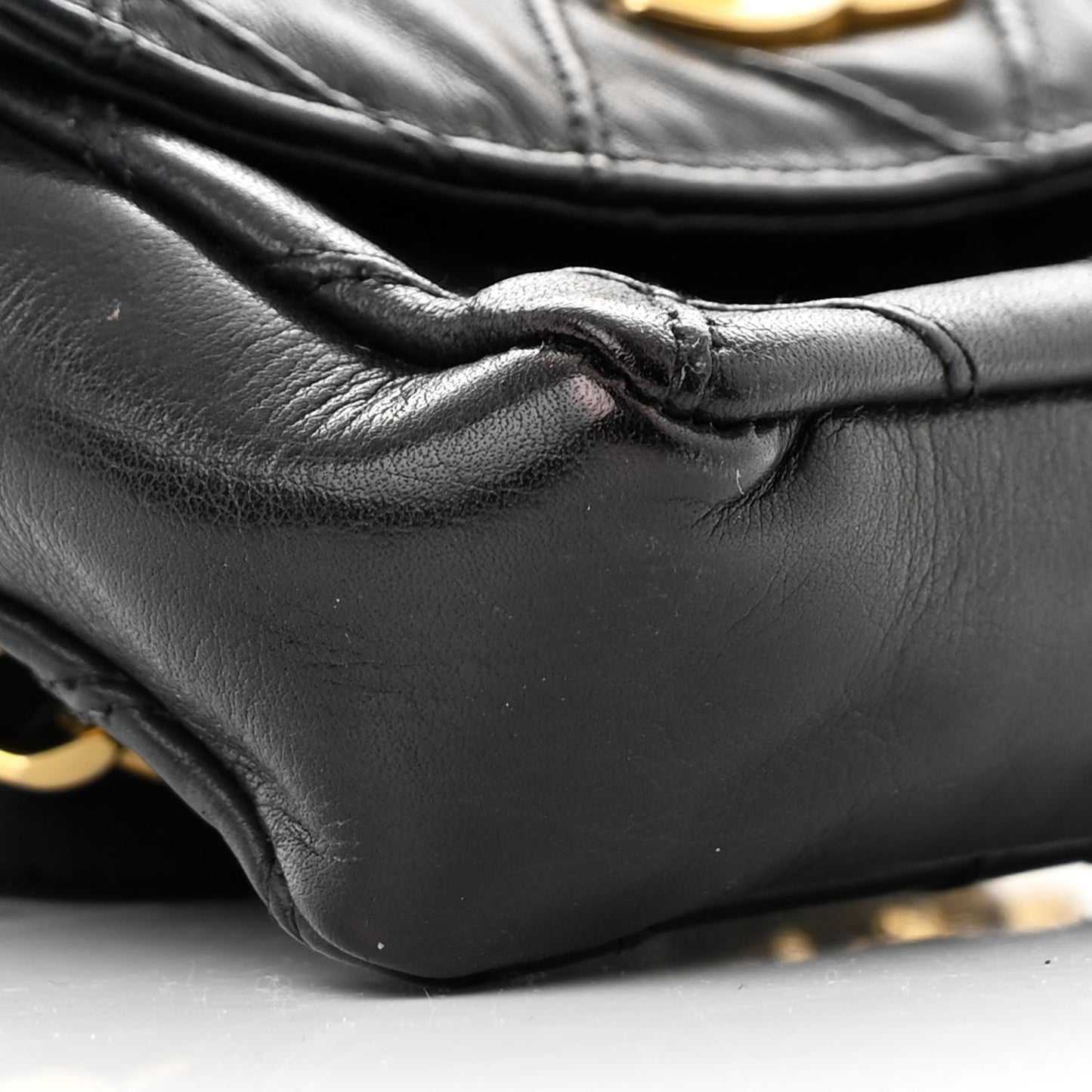 Calfskin Quilted Flap Waist Belt Bag Black