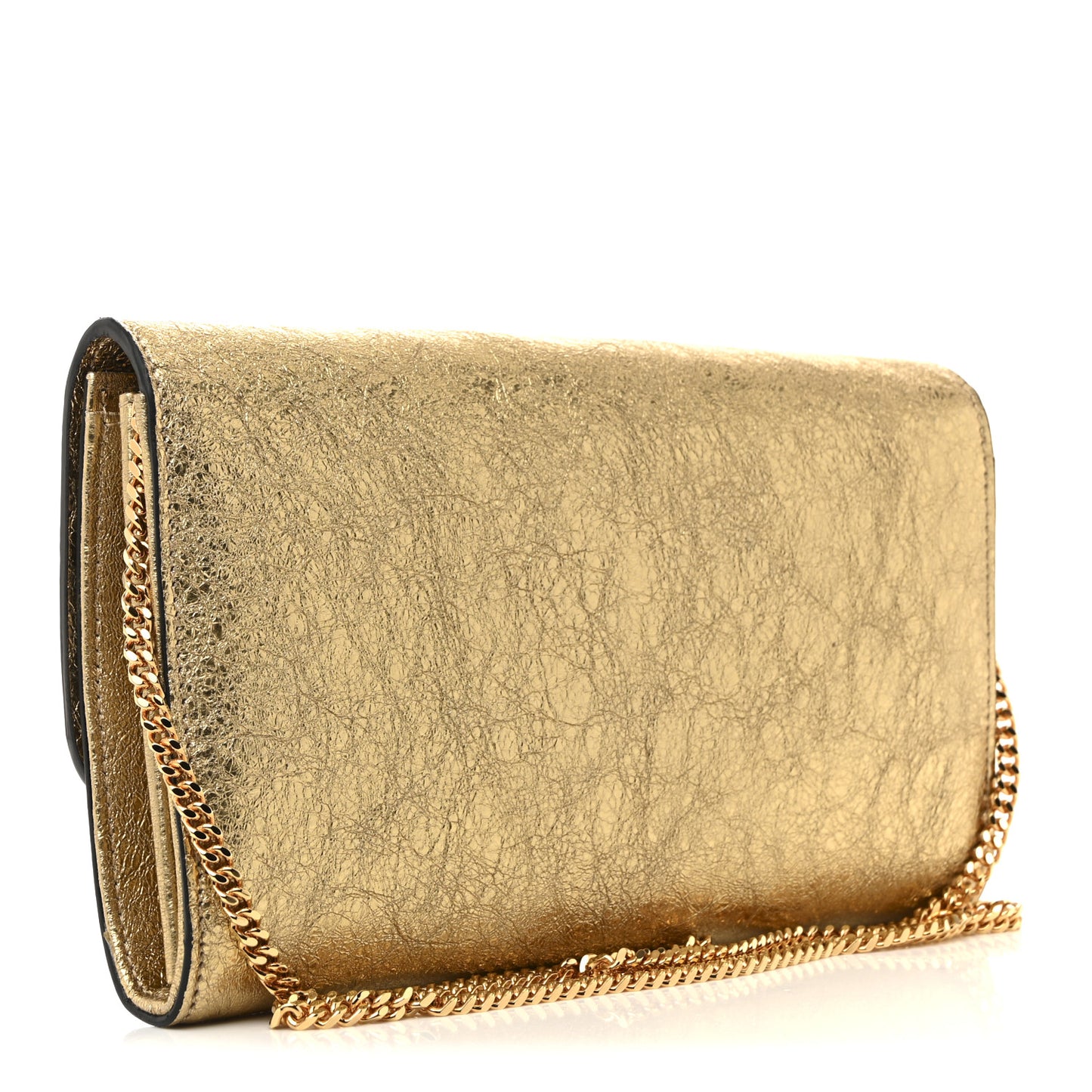 Metallic Lambskin Medusa Wallet On Chain Gold