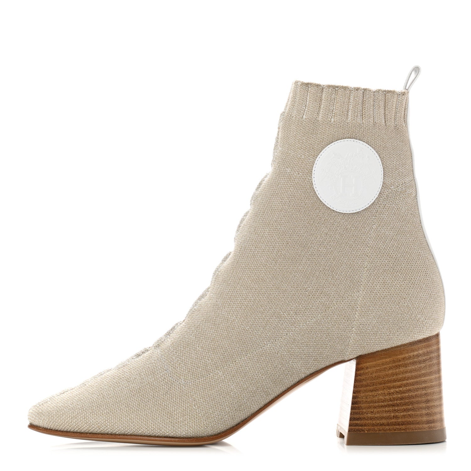 Hermes Knit Calfskin Volver 60 Ankle Boots 37 Nocciola 1 of 10