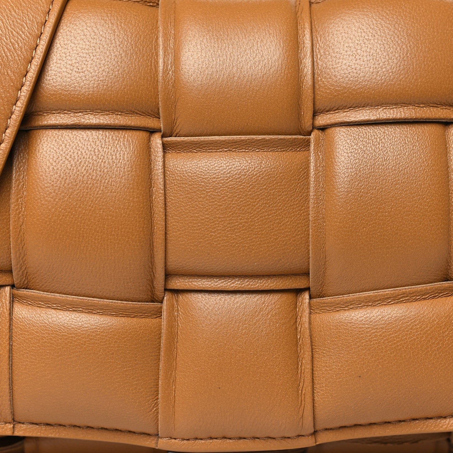 Nappa Maxi Intreccio Small Padded Cassette Crossbody Bag Camel