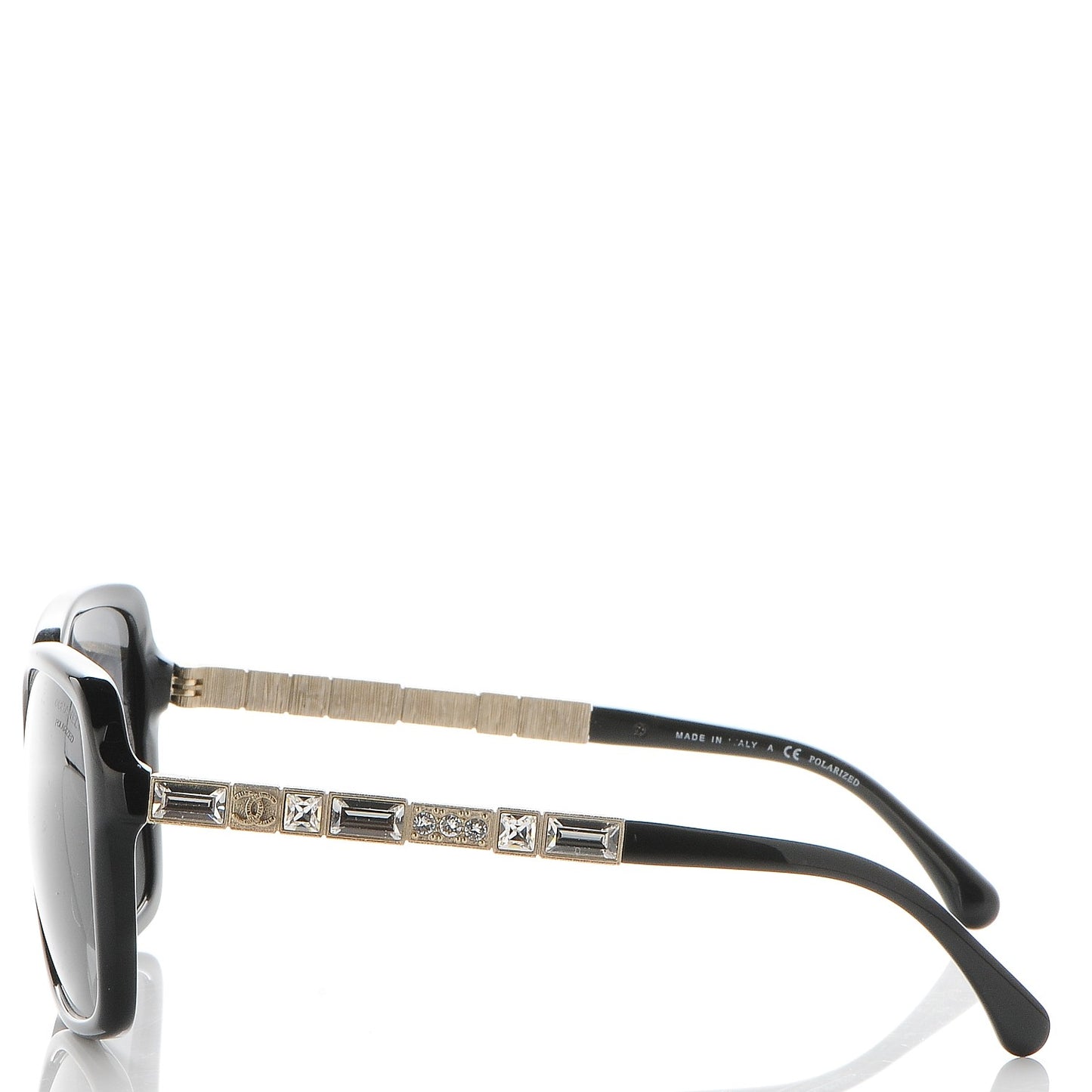 Baguette Crystal Polarized Square Sunglasses 5308-B Black
