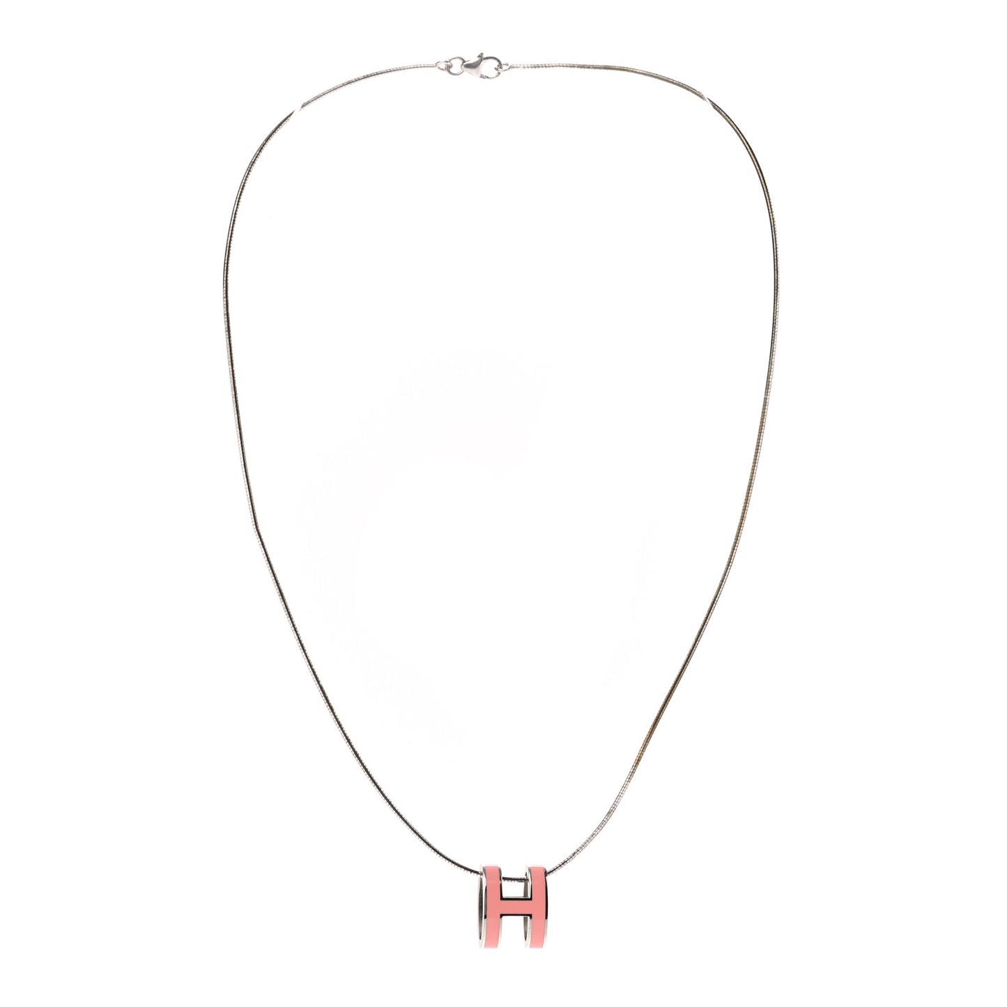 Lacquered Palladium Pop H Necklace Rose Azalee