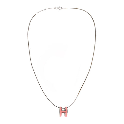 Hermes Lacquered Palladium Pop H Necklace Rose Azalee 3 of 7