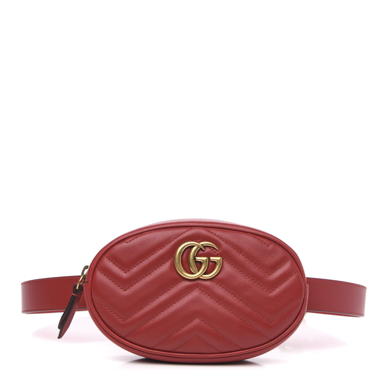 Gucci Calfskin Matelasse GG Marmont Belt Bag 95 38 Hibiscus Red 1 of 11
