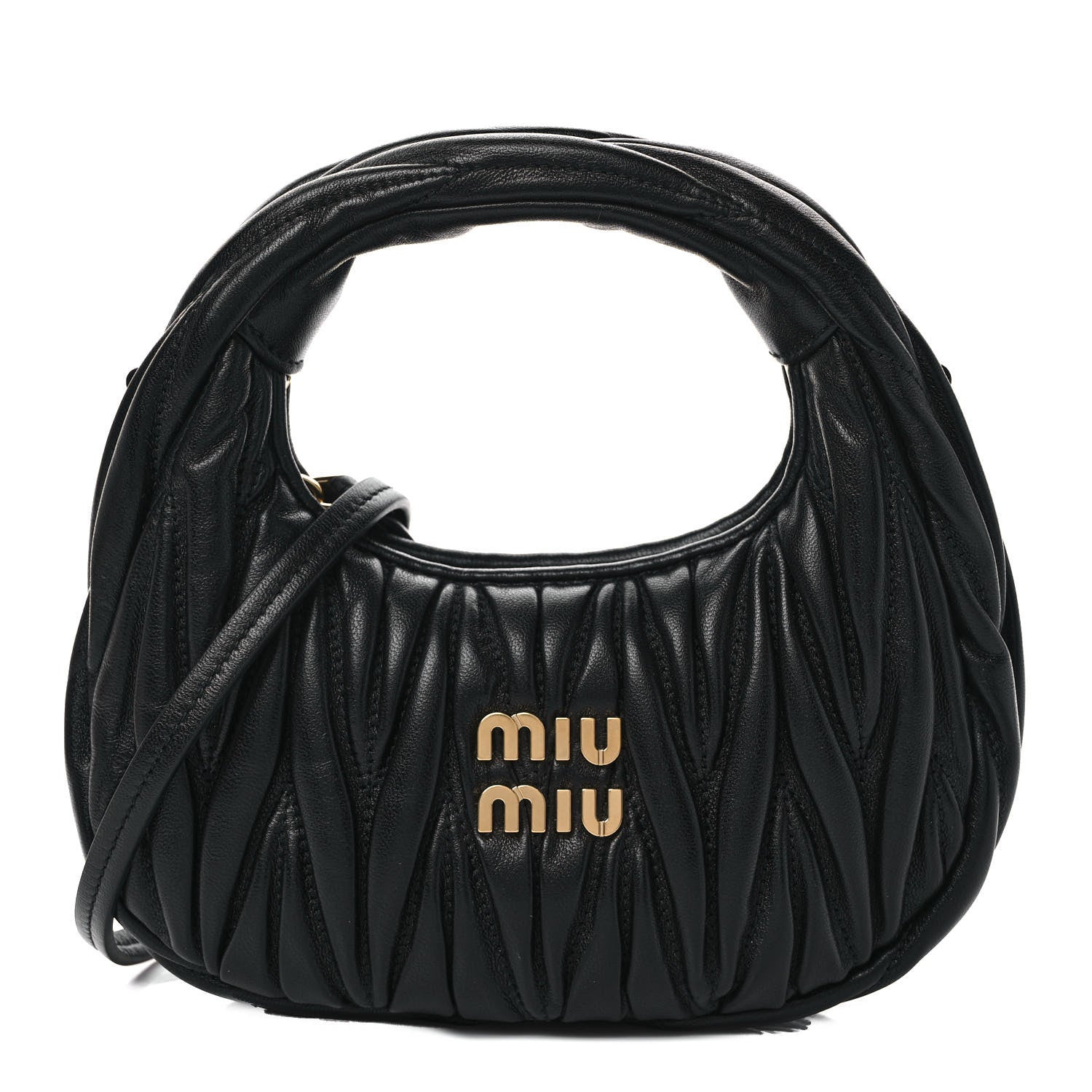 Miu Miu Nappa Matelasse Mini Wander Hobo Black 1 of 8