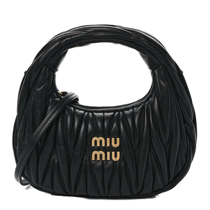 Miu Miu Nappa Matelasse Mini Wander Hobo Black 1 of 8