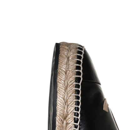 Chanel Lambskin Shiny Calfskin CC Espadrilles 40 Black Beige 11 of 13