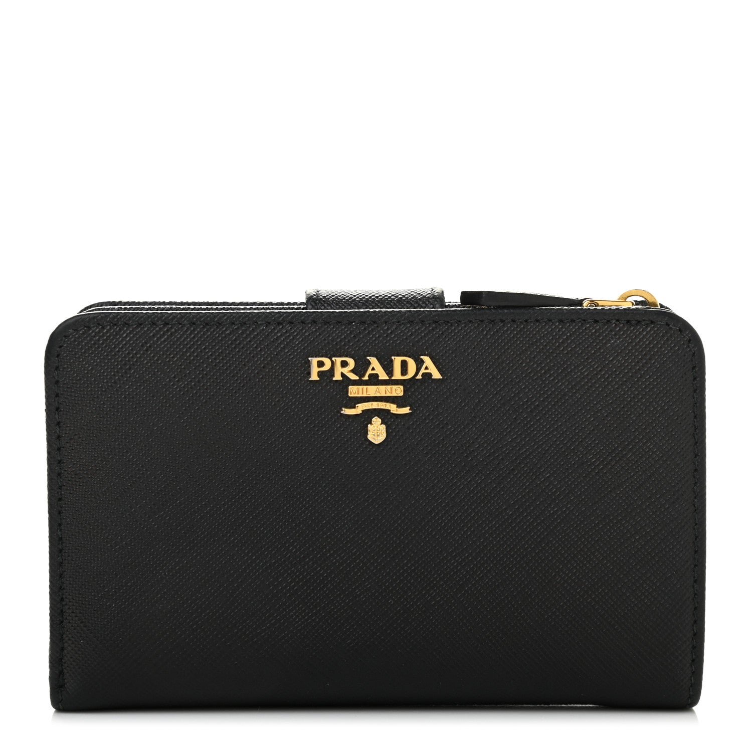 Prada Saffiano Metal Compact Wallet Black 1 of 10