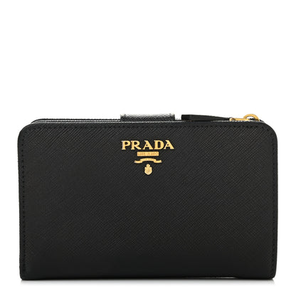 Prada Saffiano Metal Compact Wallet Black 1 of 10