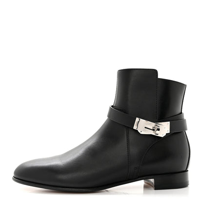 Hermes Calfskin Follow Ankle Boots 37 Black 1 of 10
