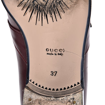 Gucci New Waxed Calfskin Womens G Medallion Toe Ankle Boots 37 Red Bordeaux 8 of 11