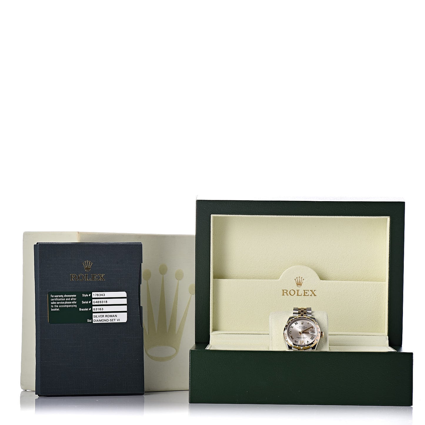 Stainless Steel 18K Yellow Gold Diamond 31mm Oyster Perpetual Datejust Watch Silver Roman 178343