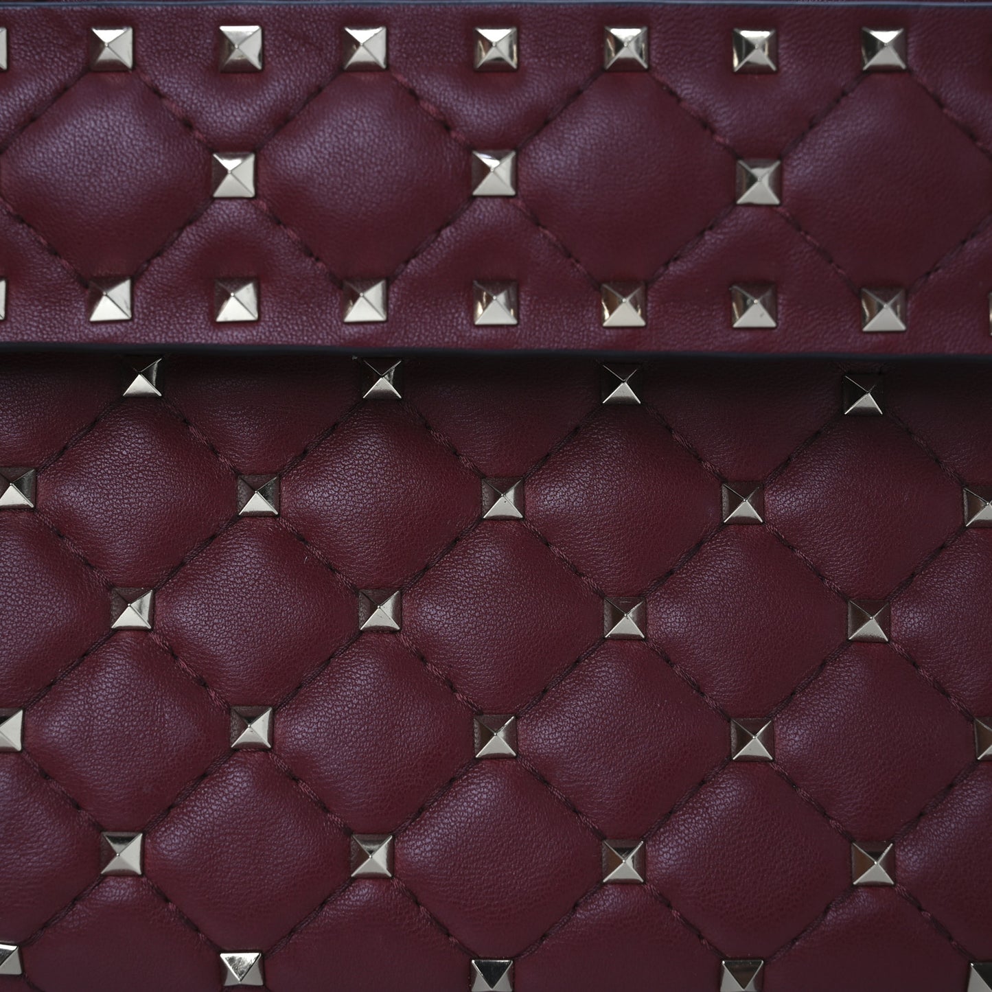 Nappa Rockstud Spike Side Slip Zip Clutch Rubino