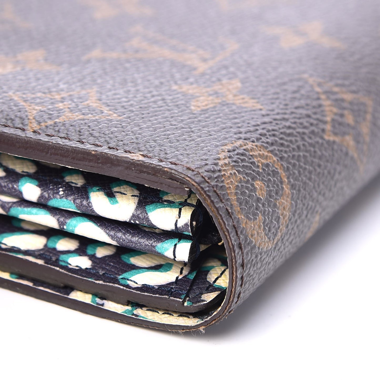 Monogram Leopard Sarah Wallet Blue Infini
