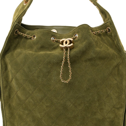 Chanel Suede Quilted Medium Chanel 25 Handbag Khaki 9 of 11