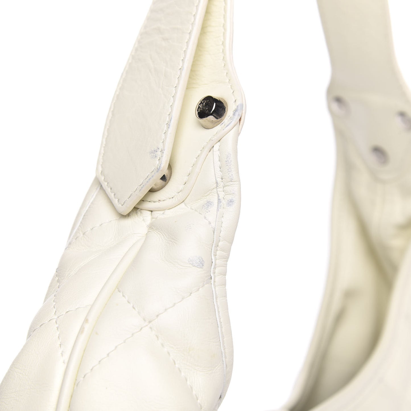 Calfskin Quilted Brook Hobo White