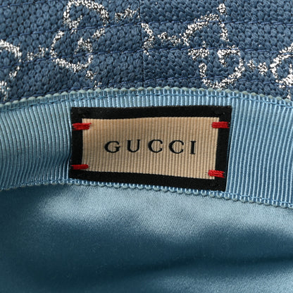 Gucci Canvas Lame GG Monogram Bucket Hat M Light Blue Silver 4 of 5